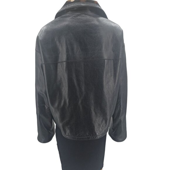 Cache Reversible Black & Leopard Print Leather Jacket Womens L - Picture 4 of 9